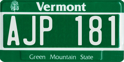 VT license plate AJP181