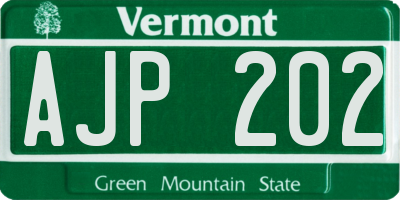 VT license plate AJP202
