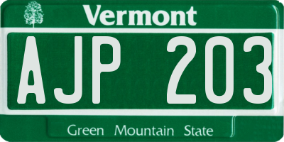 VT license plate AJP203