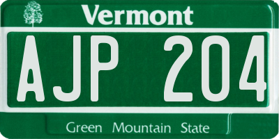 VT license plate AJP204