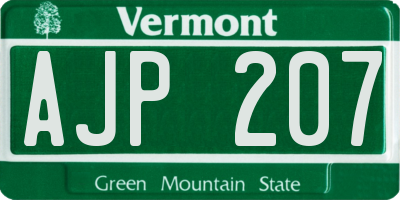 VT license plate AJP207