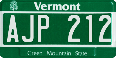 VT license plate AJP212