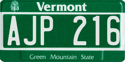 VT license plate AJP216