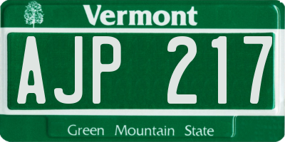 VT license plate AJP217
