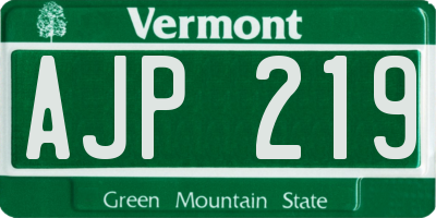 VT license plate AJP219