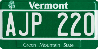 VT license plate AJP220