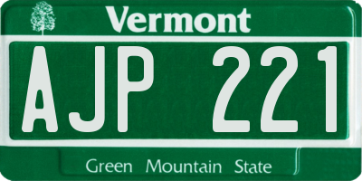VT license plate AJP221