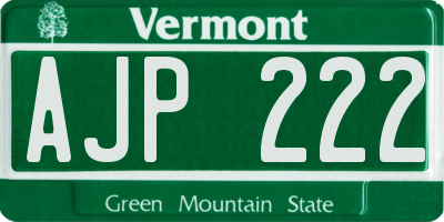 VT license plate AJP222