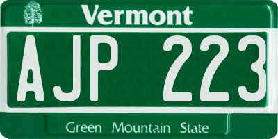 VT license plate AJP223