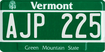 VT license plate AJP225