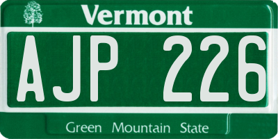 VT license plate AJP226