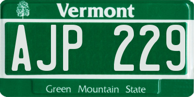 VT license plate AJP229