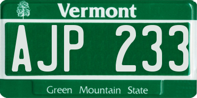 VT license plate AJP233