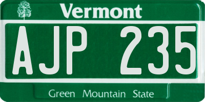 VT license plate AJP235