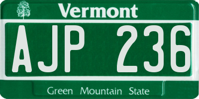 VT license plate AJP236