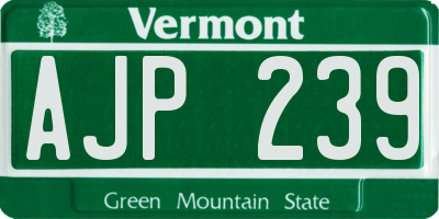 VT license plate AJP239
