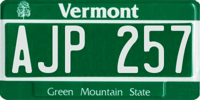 VT license plate AJP257