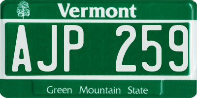 VT license plate AJP259