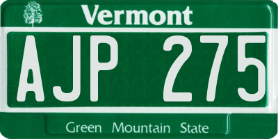 VT license plate AJP275