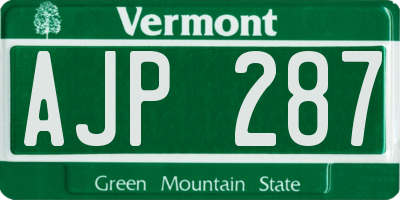 VT license plate AJP287