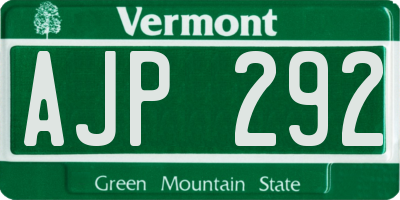VT license plate AJP292