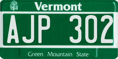 VT license plate AJP302