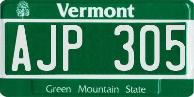 VT license plate AJP305