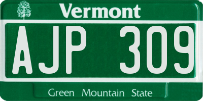 VT license plate AJP309