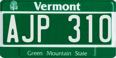 VT license plate AJP310
