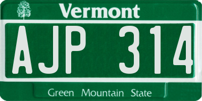 VT license plate AJP314