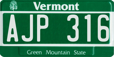 VT license plate AJP316