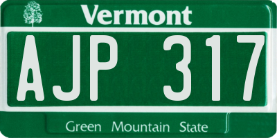 VT license plate AJP317
