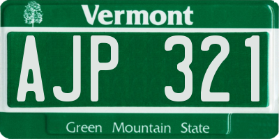 VT license plate AJP321