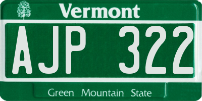 VT license plate AJP322