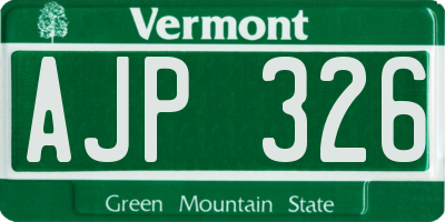 VT license plate AJP326