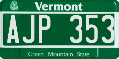 VT license plate AJP353