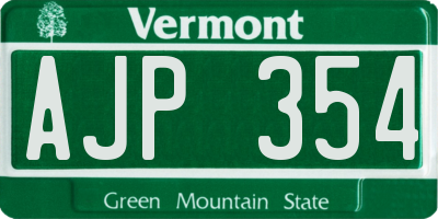 VT license plate AJP354