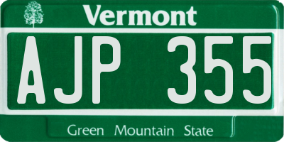 VT license plate AJP355