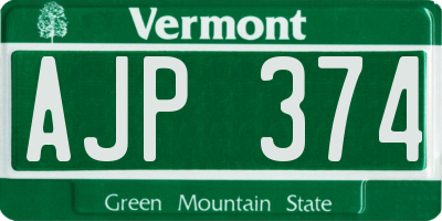 VT license plate AJP374