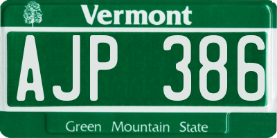 VT license plate AJP386