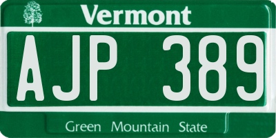 VT license plate AJP389