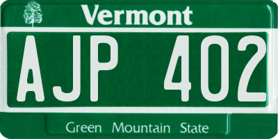VT license plate AJP402