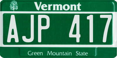 VT license plate AJP417