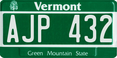 VT license plate AJP432