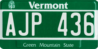 VT license plate AJP436