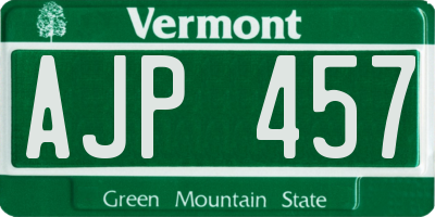 VT license plate AJP457