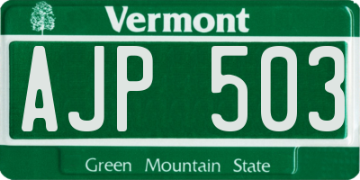 VT license plate AJP503