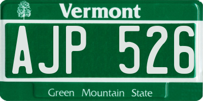 VT license plate AJP526