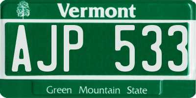 VT license plate AJP533