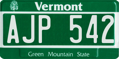VT license plate AJP542